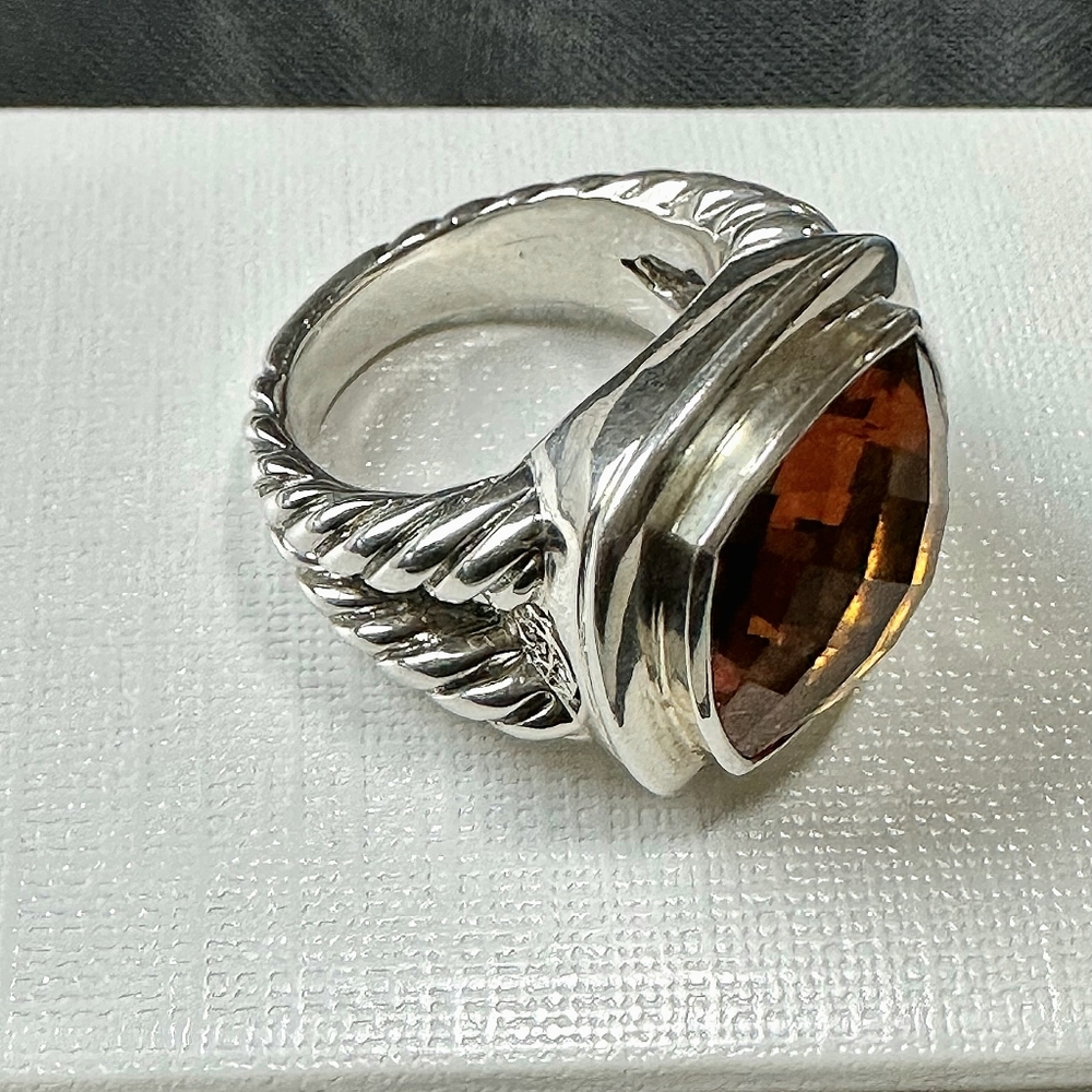 David Yurman Silver Citrine Albion ring. Size 7